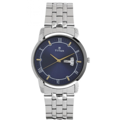 Titan Quartz 1774SM01 Blue Dial Stainless Steel Strap Men Watch 